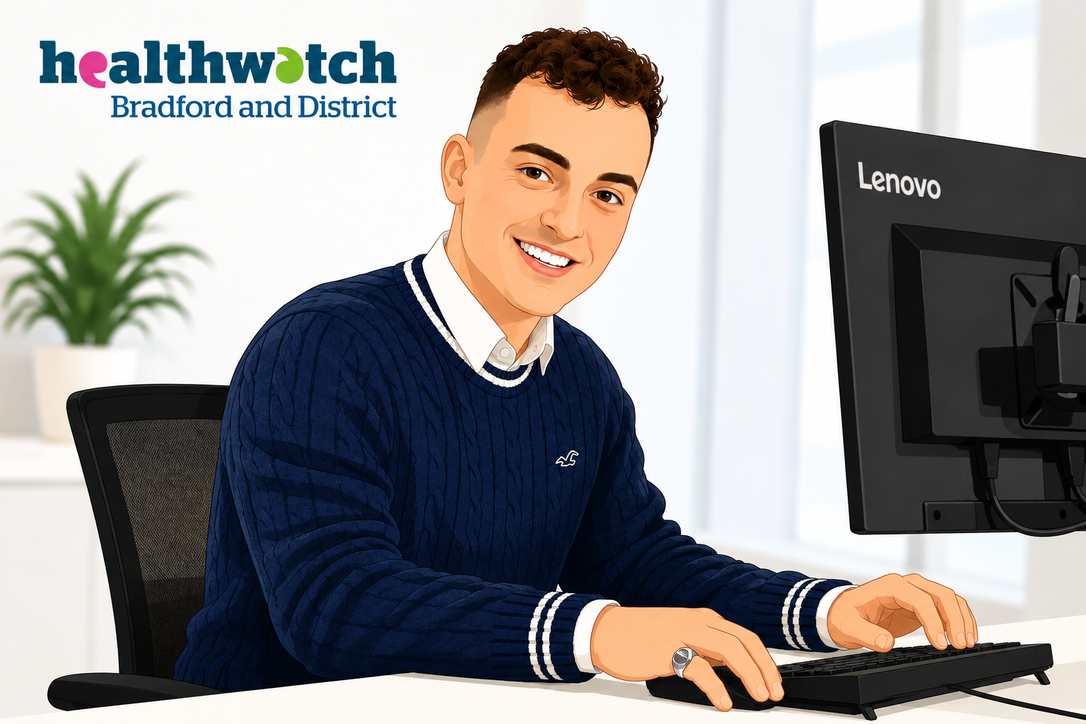 Image of Alkestid sittingat a computer
