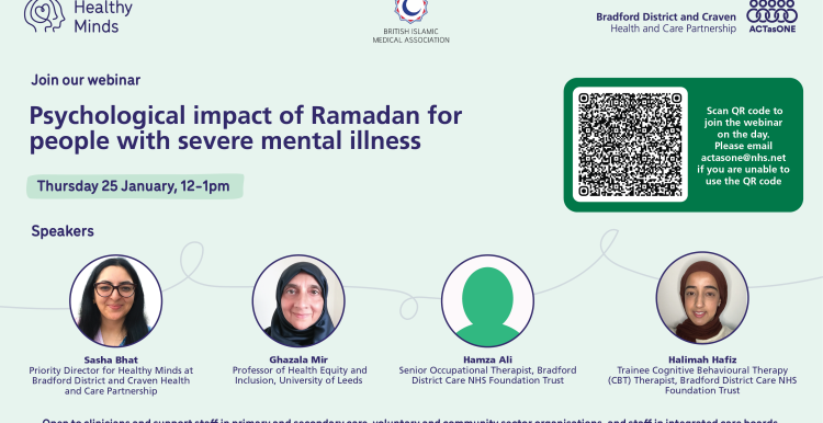 Graphic for webinar on the psychological impact of Ramadan for people with severe mental illness