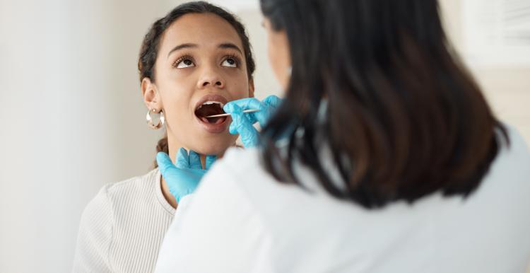 A dentist treating a patient