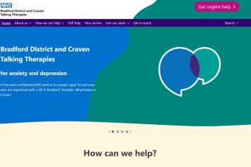 A screenshot of the Bradford District and Craven Talking Therapies website