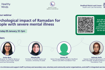 Graphic for webinar on the psychological impact of Ramadan for people with severe mental illness