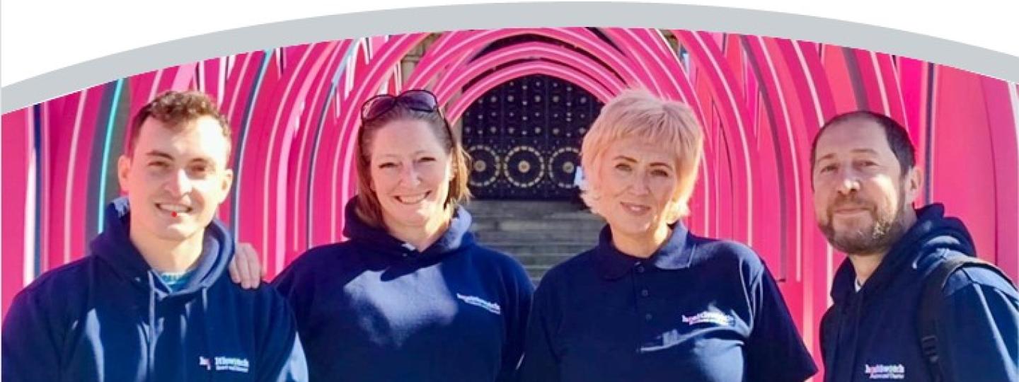 The Health Watch Bradford and District Team wearing navy branded polo shirts